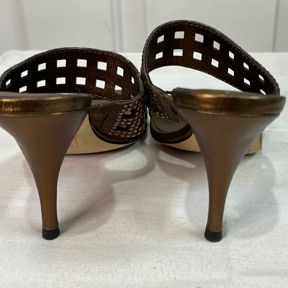 Pelle Moda Kristy metallic cooper color leather rhinestone slide heels size 6 M - Picture 11 of 13